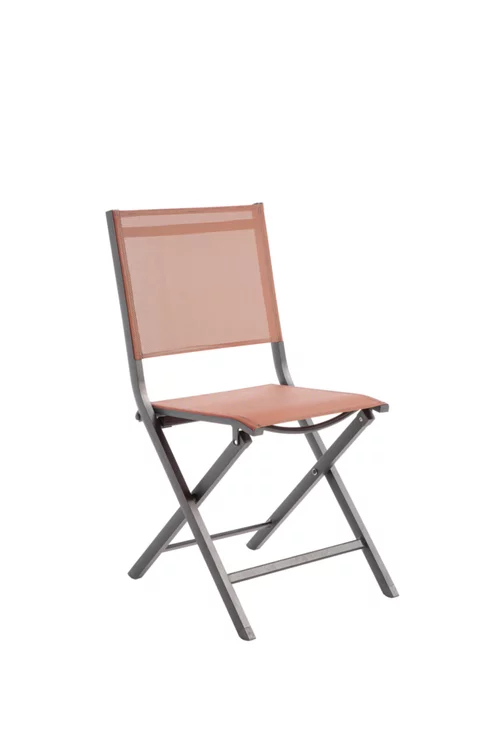 Choix extérieur：Chaise pliante en aluminium et toile textylène couleur brique Max - 90 cm