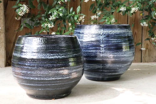 Solution pratique：Pot en terre émaillée bleu Nuit étoilée Les Poteries d'Albi Bahia - Ø 43 x H 46 cm