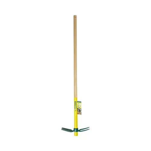 À avoir pour l’extérieur：Serfouette forgée panne et fourche jaune/verte Leborgne - 30 cm