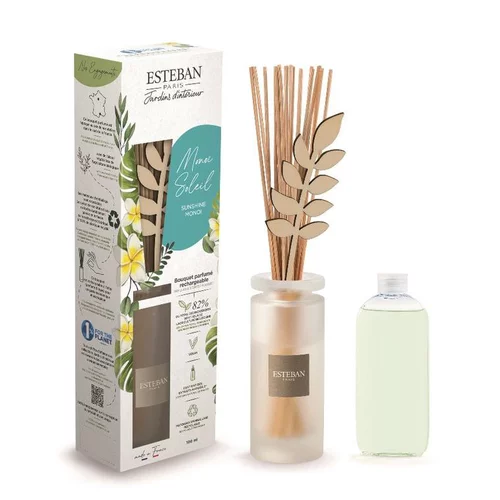 Conçu pour vos extérieurs：Bouquet parfumé et sa recharge Monoï soleil Esteban - 100 ml