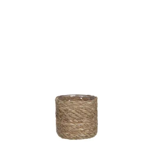 Solution pratique：Panier cache-pot coloris marron en osier Atlantic Mica Decorations - 12 x Ø 12 cm