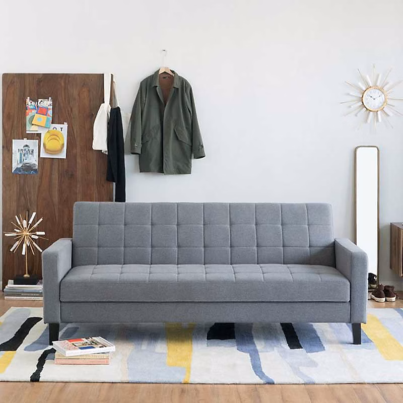 Canapé convertible en tissu gris 184 × 114 × 28cm