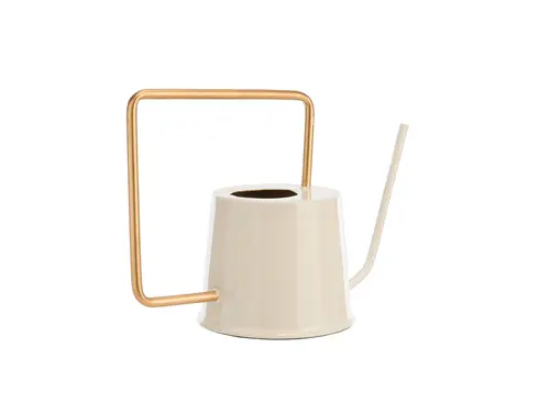 Jardin maison:Arrosoir en métal beige à grande anse carrée or - 34 x 14 x 20,5 cm