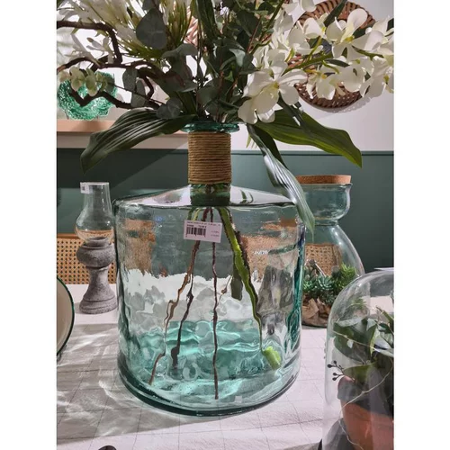 Le bon choix pour l’extérieur:Jarron corde coloris transparent en verre recyclé - Ø 21 cm