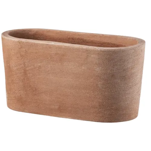 Pour simplifier vos extérieurs:Jardinière moderne ovale en terre cuite Anticomestiere - 50 x 25 x 25 cm