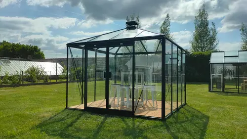 Pour mieux organiser votre jardin：Serre de jardin en aluminium laqué noir ACD Pauline - 306 x 306 cm