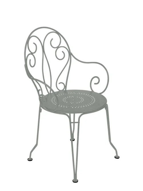 Jardin moderne:Fauteuil Montmartre coloris gris en acier Fermob - 56 x 48 cm