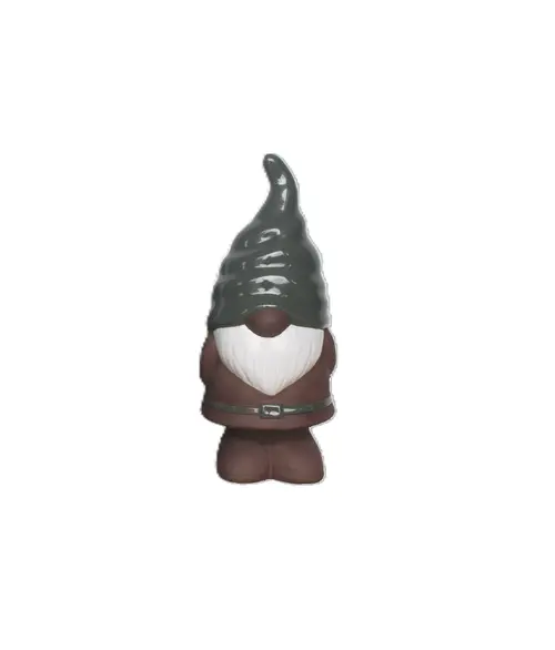 Facile pour le jardin：Figurine de gnome en faïence émaillée verte Pot&Déco - 13,5 x 13 x 31 cm