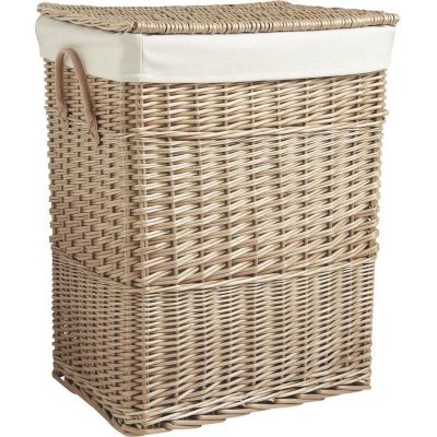 Panier à linge en osier doublé (Clair)