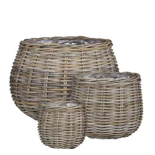 L’essentiel pour le jardin:Panier rond en osier gris Marcia - Ø 38 x H 33 cm
