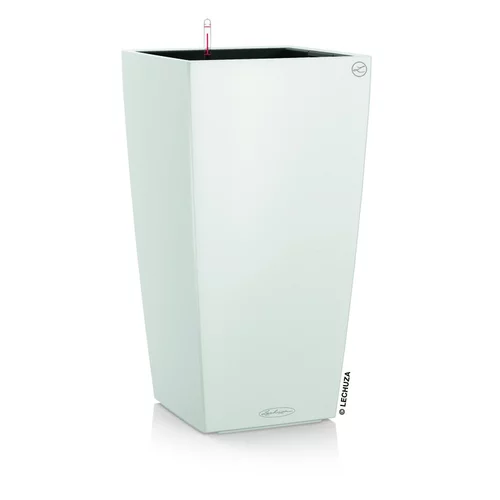 Utile jardin:Pot à réserve d'eau Lechuza Cubico color kit complet blanc - 40 x 40 x 75 cm