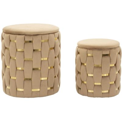Pouf avec rangement intégré Shanty (Lot de 2) (Doré)