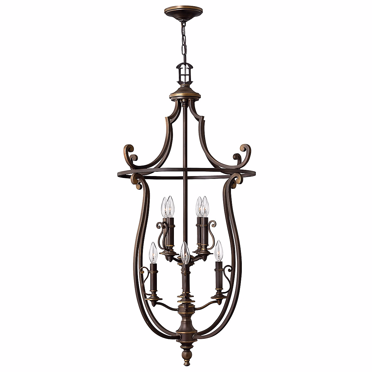 Elstead Plymouth | Suspension à 8 ampoules au fini bronze vieilli – E14