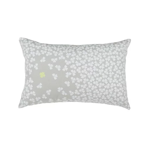 Malin jardin：Coussin rectangulaire trèfle gris argile 68 x 44 cm