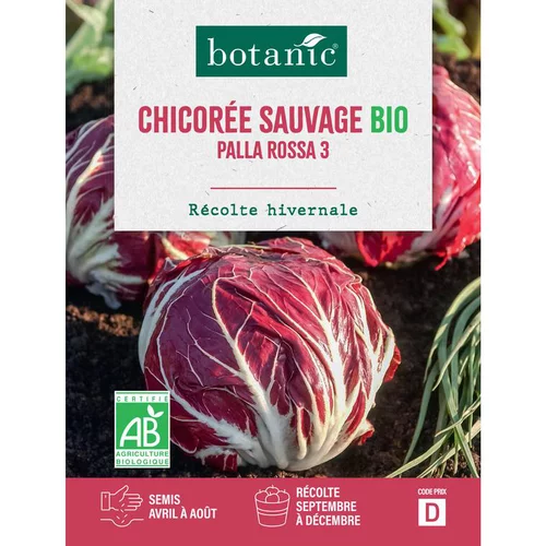 Pour vivre le jardin autrement：Graines de chicorée sauvage palla rossa 3 bio botanic® - graines à semer