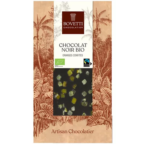 Jardin & idées：Chocolat noir bio aux oranges confites - tablette de 100 g