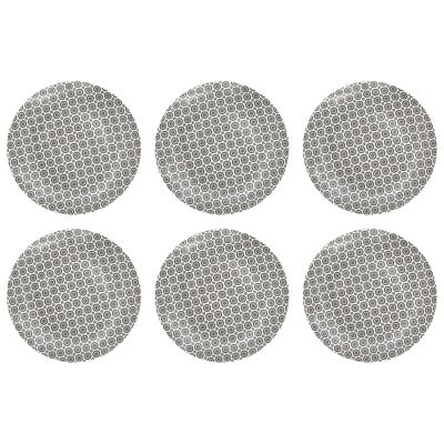 Assiette en porcelaine imprimée Cottage 25 cm (Lot de 6) (Blanc et gris)