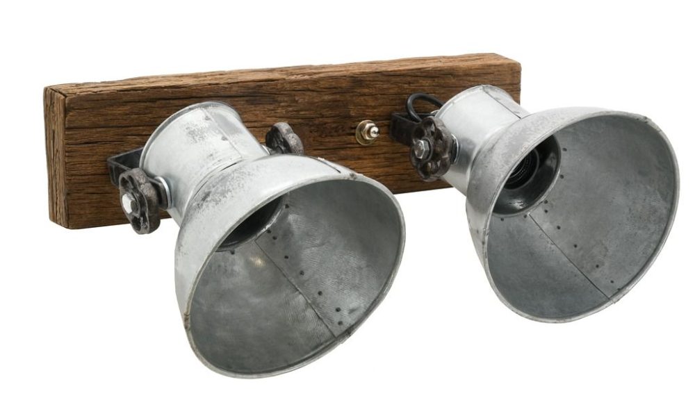 Applique en bois recyclé et métal (2 lampes)