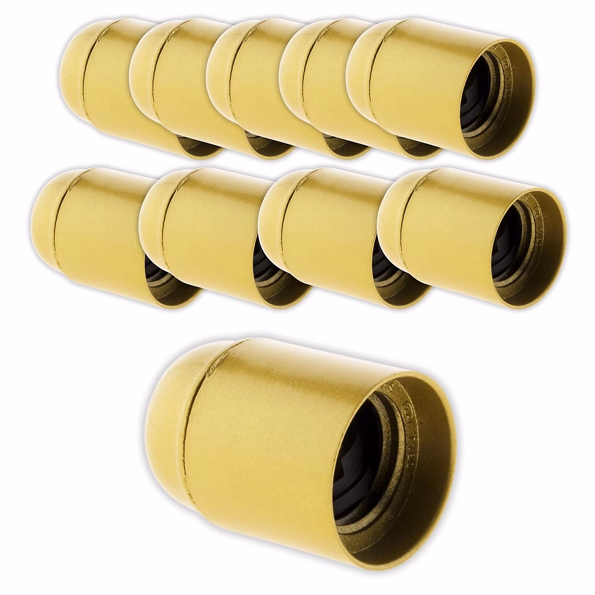 Douille électrique – 10 douilles lisses sans bague E27 doré Zenitech