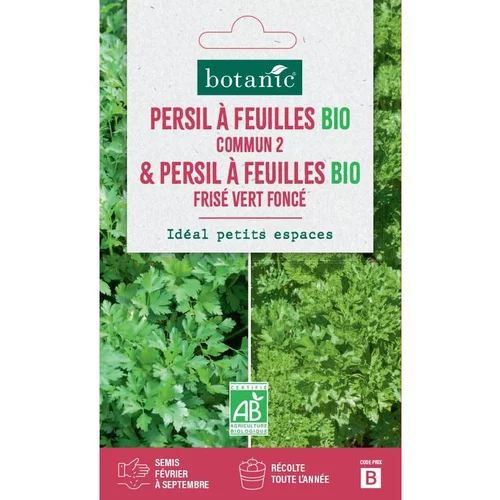 Un choix pratique pour l’extérieur：Mélange de graines persil à feuilles commun bio et de persil à feuilles frisées botanic® - graines à semer