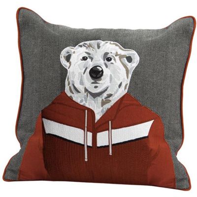 Coussin en coton Ski funny (Ours)