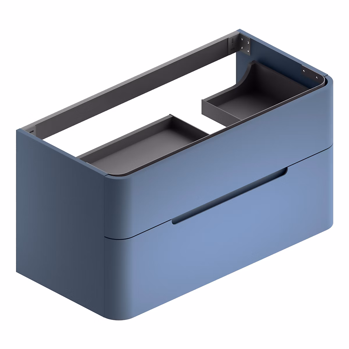 Meuble sous vasque suspendu l.104 x H.55 x P.50 – 5 cm, bleu mat, version droite, Alba