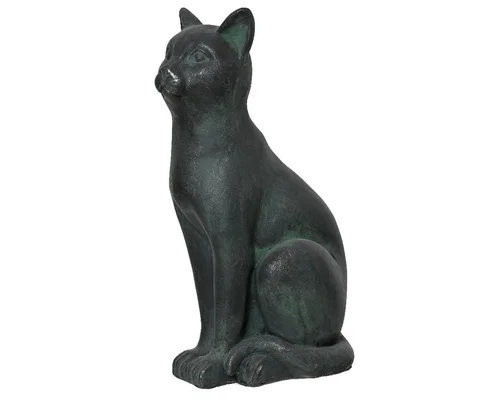 Déco au jardin：Statue de chat assis en polymagnésium vert antique - 23 x 33 x 54 cm