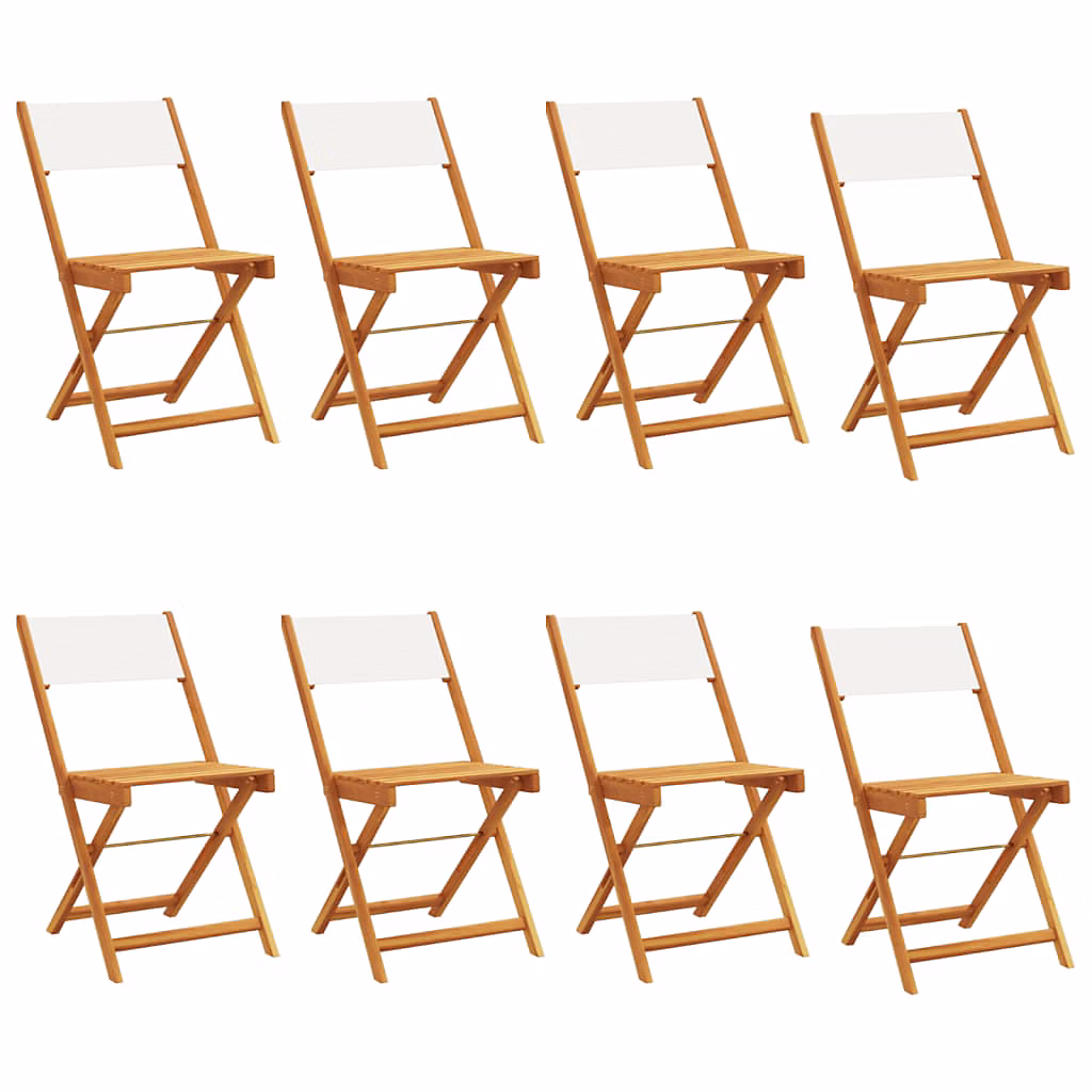 Salon et mobilier de jardin – Chaises pliantes 8 pièces en tissu blanc crème et bois massif vidaXL