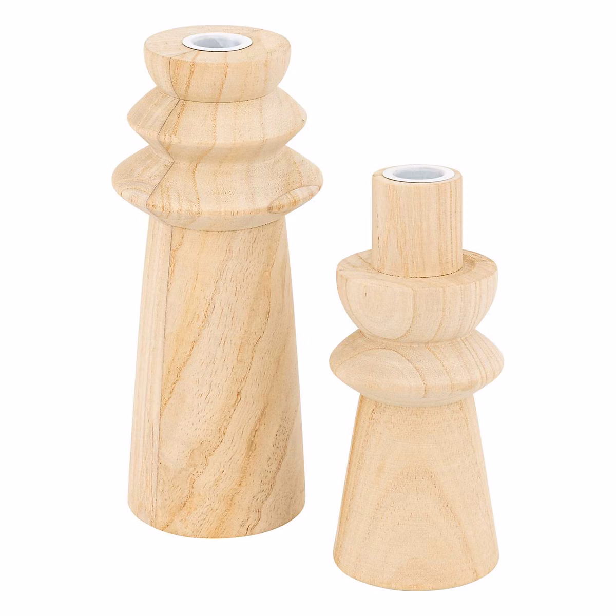 Ensemble de 2 bougeoirs en bois Beige – H. 23.5 cm | UMA