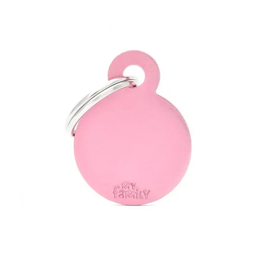 Pour plus de confort à l’extérieur：Médaille basic petit cercle pour chien en aluminium rose