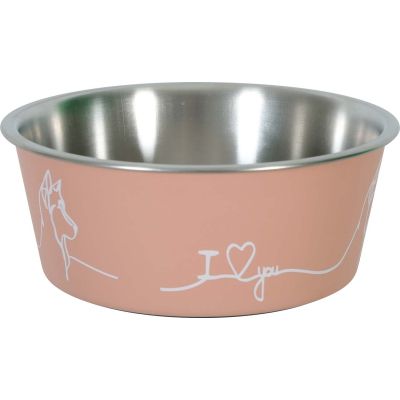 Ecuelle antidérapante rose pour chiens Love dog (400 ml)