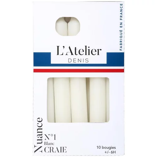Pour votre quotidien：Bougie de ménage 17 cm blanc craie L’Atelier de Denis - Le pack de 4