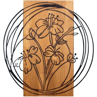 Décoration murale en bois et métal Florale (Bouquet)