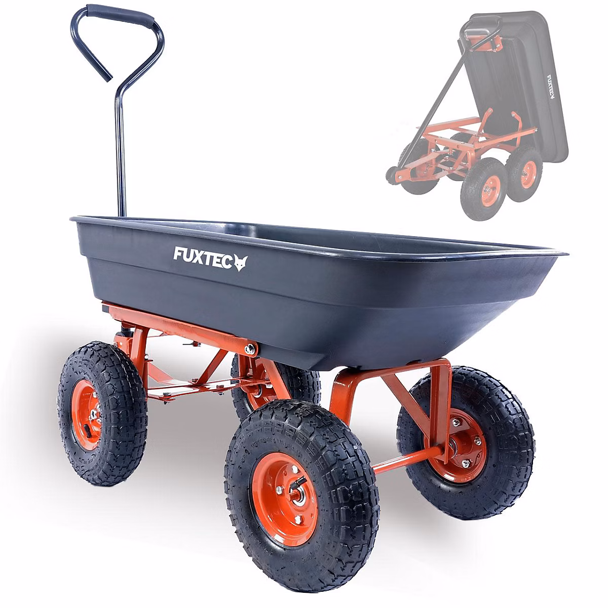 Chariot de jardin – FUXTEC FX | KW2175 | 4 roues | benne basculante | transport | 300 kg chantier