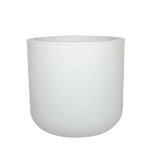 Simple dehors：Pot rond blanc cérusé Eda Plastique graphit up - Ø 38,5 x 36,8 cm