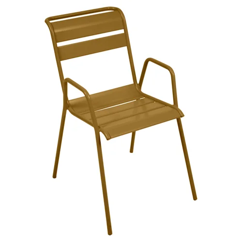 Adapté à l’extérieur：Fauteuil Bridge Monceau coloris marron en acier Fermob - 52 x 64 cm