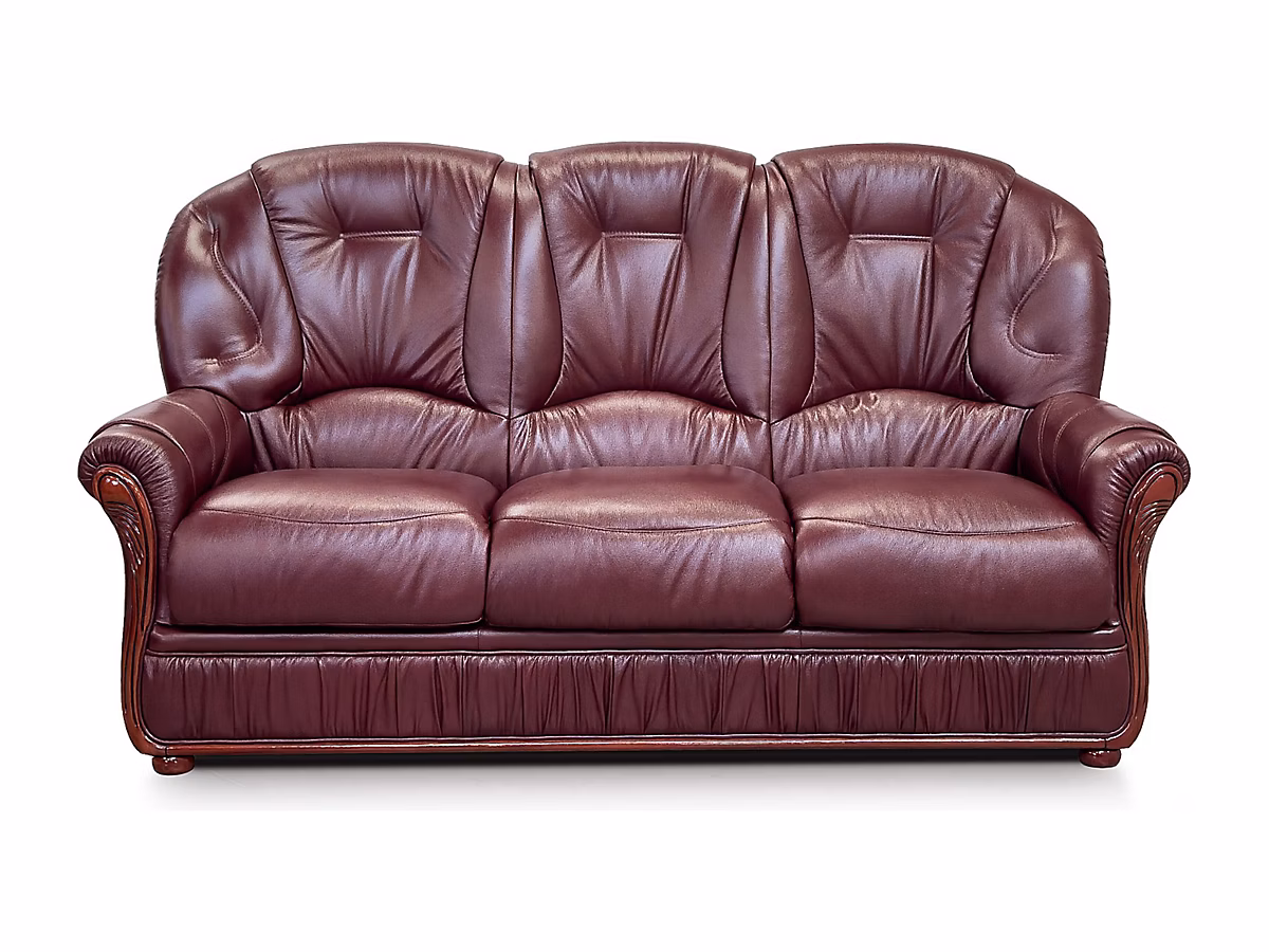 Canapé 3 places 100% cuir de buffle bordeaux DAPHNE – Réf. RLZWFEWHF8682953313