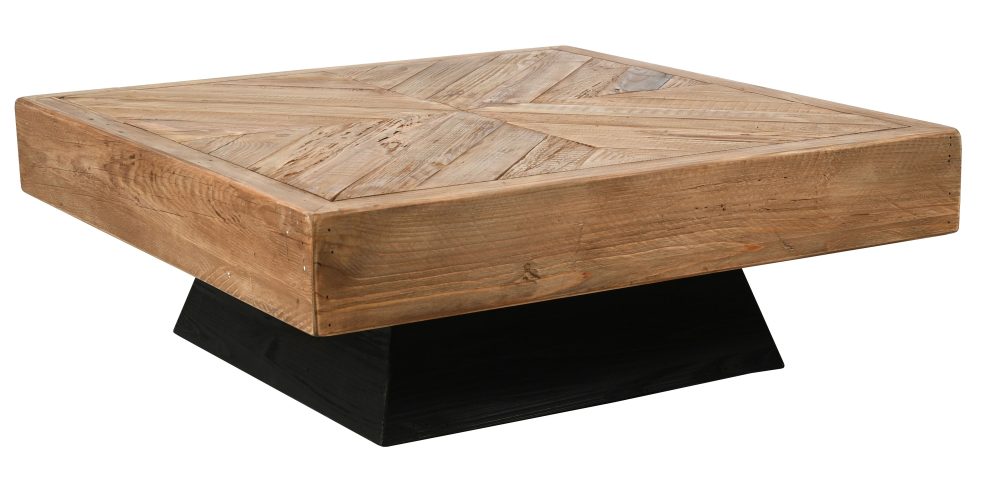 Table basse carrée en pin recyclé Rewood