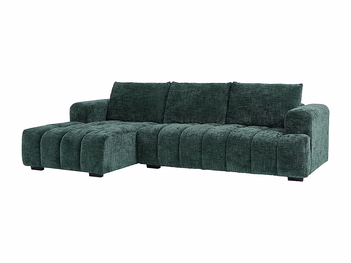 Canapé d'angle gauche en tissu texturé vert BENOLA – Réf. DDWZQVPCX8559166812