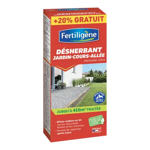 Confort jardin：Désherbant concentré jardin pour cours et allées Fertiligène - 800 ml (+20% gratuit)