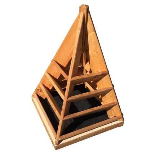 Style extérieur：Pyramide à fraises et aromatiques en bois naturel huilé - 50 x 50 x 71 cm