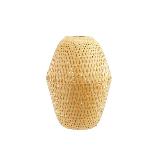 Jardin et équipement：Abat jour oval tressé coloris bois en bambou - 25 x 25 x 35 cm