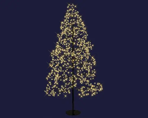 Le pratique au jardin:Arbre lumineux noir à 890 micro-LED blanc chaud + 220 flash intérieur/extérieur - 150 cm