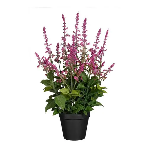 Spécial jardin:Sauge artificielle rose fuchsia en pot - Ø 26 x H 49 cm