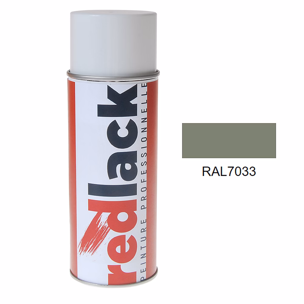 Bombe de peinture Aérosol – spray | 400ml | RAL 7033 Gris ciment | Brillant | multisupport | Redlack | RAL7033