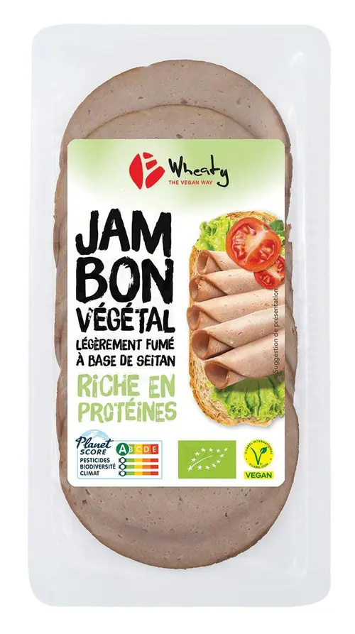 Adapté à votre jardin：Jambon végétal légèrement fumé bio Wheaty – 100 g