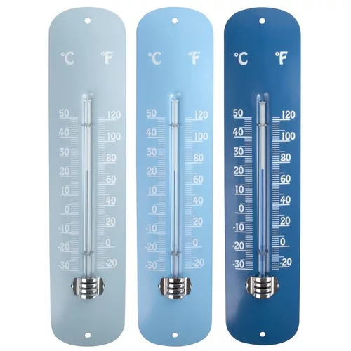Pour plus de confort à l’extérieur:Thermomètre en zinc bleu nuances assorties 6,6x1,3x29,5 cm