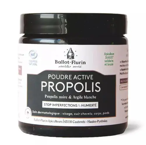 Équipement au jardin:Poudre active à la propolis noire et argile blanche bio et naturel Ballot-Flurin – 60 g