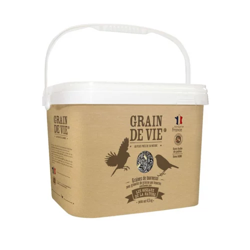Une solution pour l’extérieur：Graines de tournesol et granulés aux insectes pour oiseaux Grain de Vie - 4,5 kg