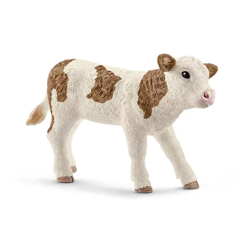 Jardin service：Figurine Veau Simmental Série Animaux de la ferme 7,5x3,5x5 cm
